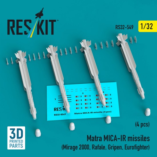 1/32 Mirage 2000/Rafale/Gripen/Eurofighter Matra MICA-IR Missiles (4pcs)