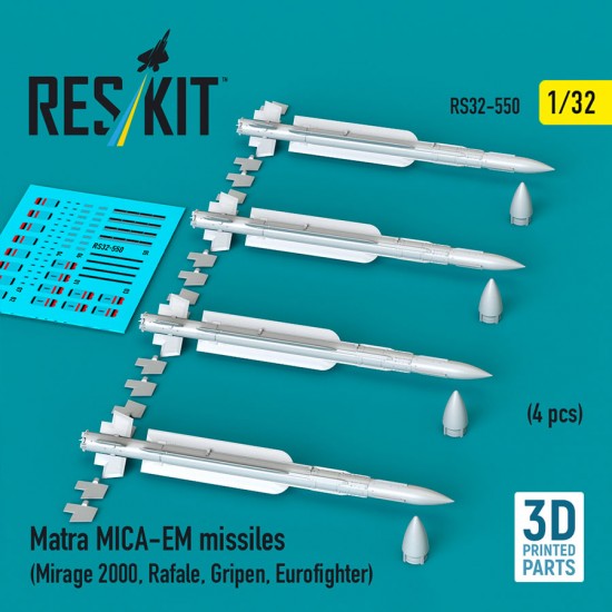 1/32 Mirage 2000/Rafale/Gripen/Eurofighter Matra MICA-EM Missiles (4pcs)