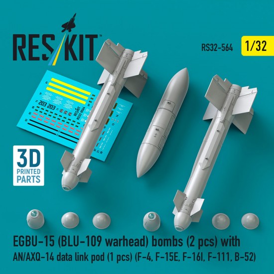 1/32 EGBU-15 BLU-109 Warhead Bombs (2pcs) with AN/AXQ-14 Data Link Pod