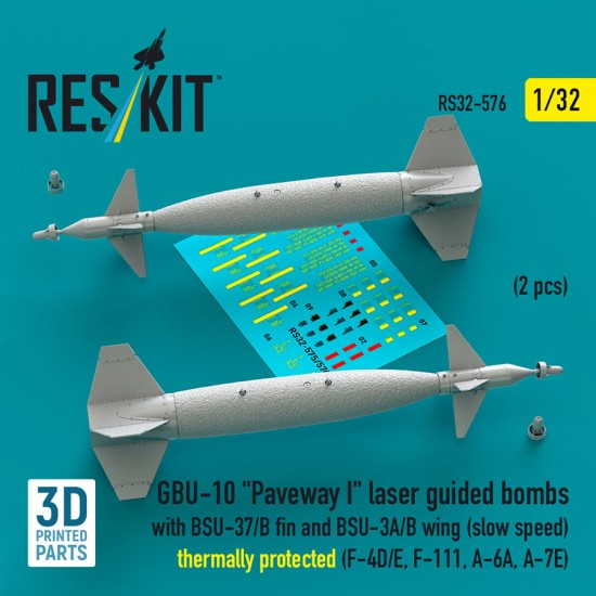 1/32 GBU-10 Paveway I Bombs w/BSU-37/B Fin BSU-3A/B Wing (slow) Thermally protected