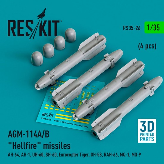 1/35 AGM-114A/B Hellfire Missiles (4pcs) for Kangnam/Academy/Italeri/AFV Club