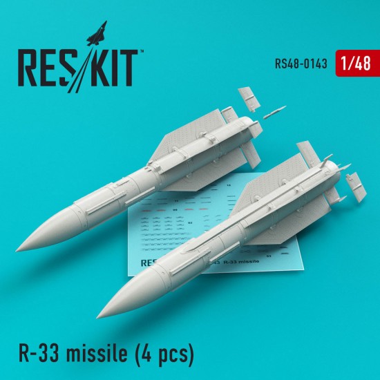 1/48 MiG-31 R-33 Missile (4 pcs) for AMK/Hobby Boss kits