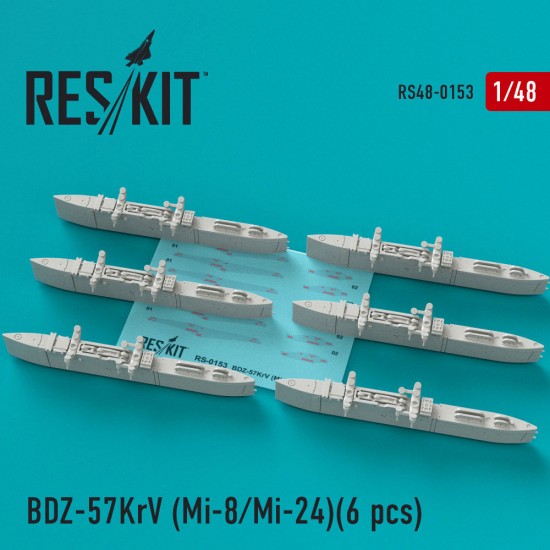 1/48 Mi-8/24 BDZ-57KrV Racks (6 pcs) for Revell/Top Gun/Russian Project kits