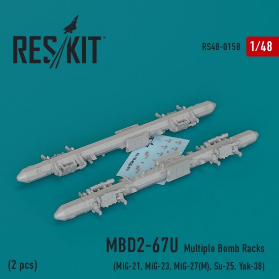 1/48 MiG-21/23/27M/29K/Su-25/Yak-38 MBD2-67U Multiple Bomb Racks (2pcs)