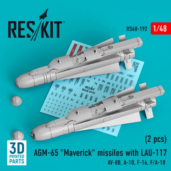 1/48 AGM-65 Maverick Missile w/LAU-117 (2pcs) for Revell/Hasegawa/Italeri/HobbyBoss kits