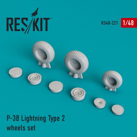 1/48 P-38 Lightning Type 2 Wheels set for Academu/Tamiya/Eduard/Hasegawa kits