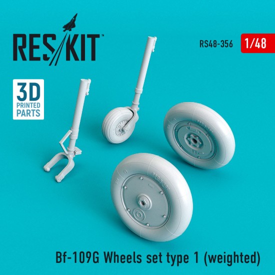 1/48 Bf-109G Wheels set Type 1 (weighted) for Eduard/HobbyBoss/Hasegawa/Revell