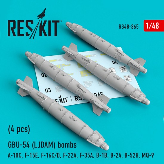 1/48 GBU-54 LJDAM Bombs (4pcs) for A-10C, F-15E, F-16C/D/22A/35A, B-1B/2A/52H, MQ-9