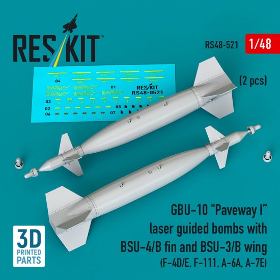 1/48 GBU-10 Paveway I Laser Guided Bombs w/BSU-4/B Fin and BSU-3/B Wing (2pcs)