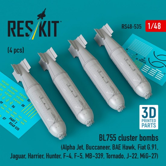 1/48 BL755 Cluster Bombs (4pcs) for Alpha Jet/Buccaneer/BAE Hawk/Fiat G.91