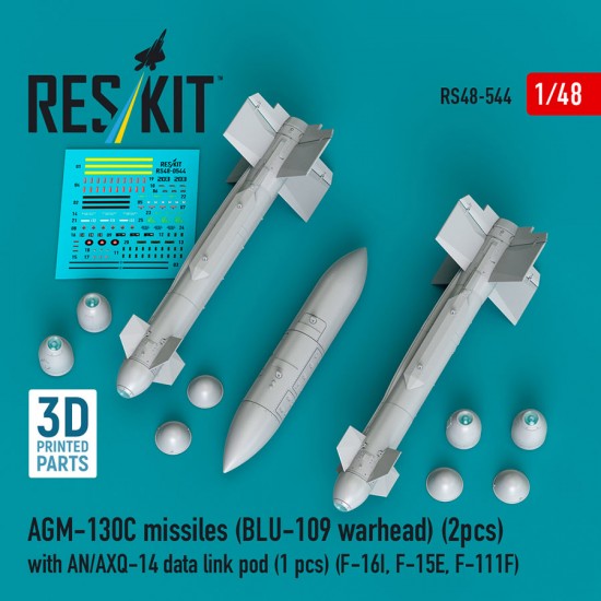 1/48 AGM-130C Missiles (2pcs) BLU-109 Warhead with AN/AXQ-14 Data Link Pod