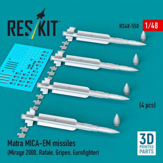 1/48 Mirage 2000/Rafale/Gripen/Eurofighter Matra MICA-EM Missiles (4pcs)
