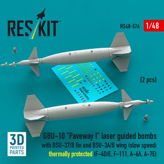 1/48 GBU-10 Paveway I Bombs w/BSU-37/B Fin BSU-3A/B Wing (slow) Thermally protected