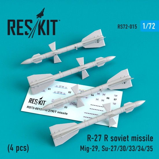 1/72 Soviet R-27 (R,T) Missile (4pcs) for Mig-29, Su-27/30/32/33/35/37 kits