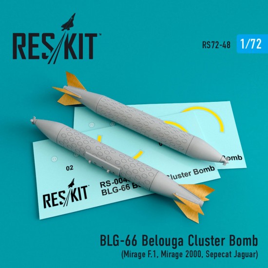 1/72 BLG-66 Belouga Cluster Bomb (2pcs) for Mirage F.1, Mirage 2000, Sepecat Jaguar kits