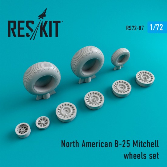 1/72 US B-25 Mitchell Wheels Set for Hasegawa/Airfix/AZ-model/FROG/Heller/Italeri kits