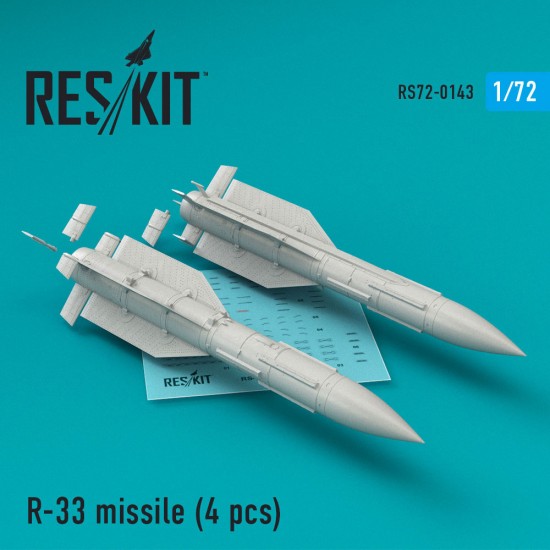 1/72 MiG-31 R-33 Missile (4 pcs) for ICM/Condor/Zvezda/Trumpeter kits