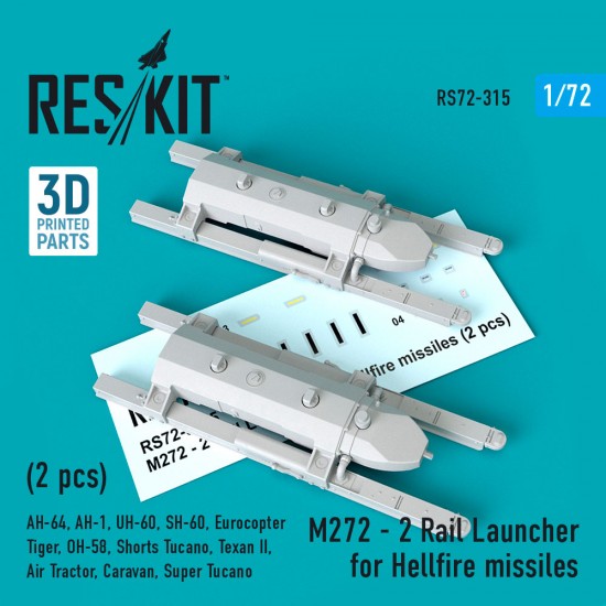 1/72 Hellfire Missiles M272-2 Rail Launcher (2pcs) for Airfix/Hasegawa/Revell
