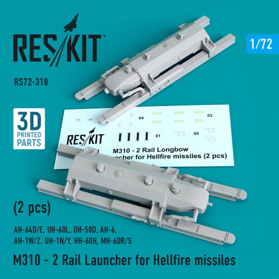 1/72 Hellfire Missiles M310-2 Rail Launcher (2pcs) forAirfix/Hasegawa/Revell