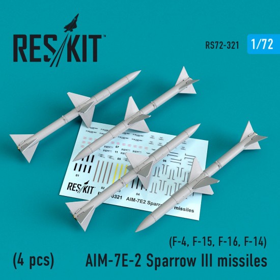 1/72 AIM7E2 Sparrow III Missiles (4pcs) for F-4, F-15, F-16, F-14