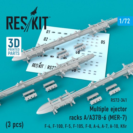 1/72 F-4/100/5/105/8, A-4/7/10, Kfir Multiple Ejector Racks A/A37B-6 MER-7 (3pcs)