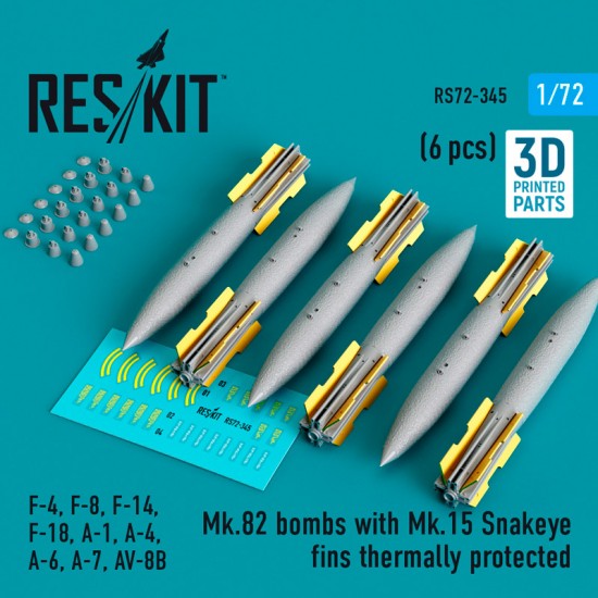 1/72 Mk.82 Bombs w/Mk.15 Snakeye Fins Thermally Protected (4pcs)