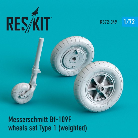 1/72 Bf-109F (G Early) Wheels set Type 1 (weighted) for Zvezda/Tamiya/Revell/Fine Molds