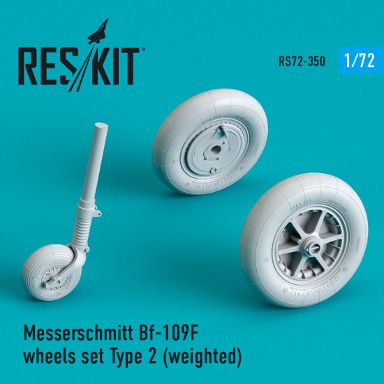 1/72 Bf-109F (G Early) Wheels set Type 2 (weighted) for Zvezda/Tamiya/Revell/Fine Molds