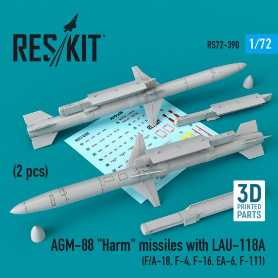 1/72 AGM-88 Harm Missiles with LAU-118A (2 pcs) (F/A-18, F-4, F-16, EA-6, F-111)