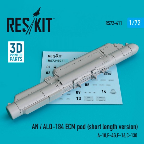 1/72 AN / ALQ-184 ECM Pod (short length version) for A-10, F-4G, F-16, C-130