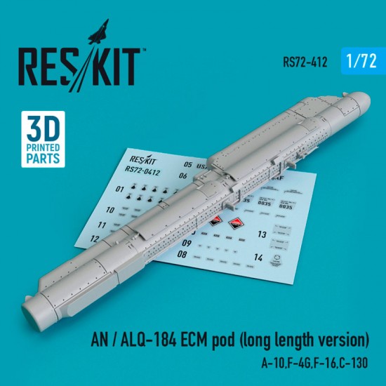 1/72 AN / ALQ-184 ECM Pod (long length version) for A-10, F-4G, F-16, C-130