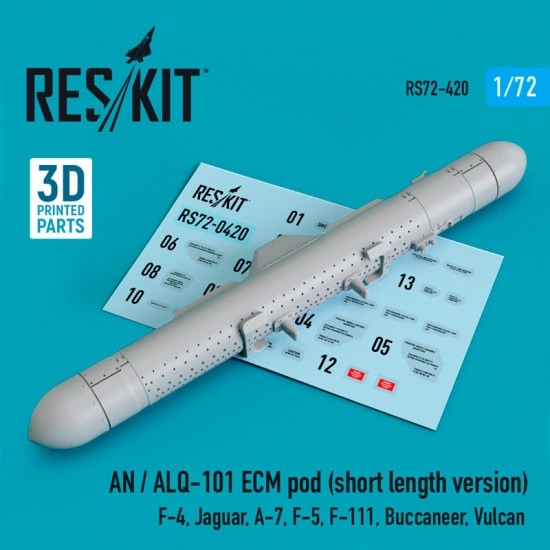1/72 AN / ALQ-101 ECM Pod  (short length version) for F-4, Jaguar, A-7, F-5, F-111