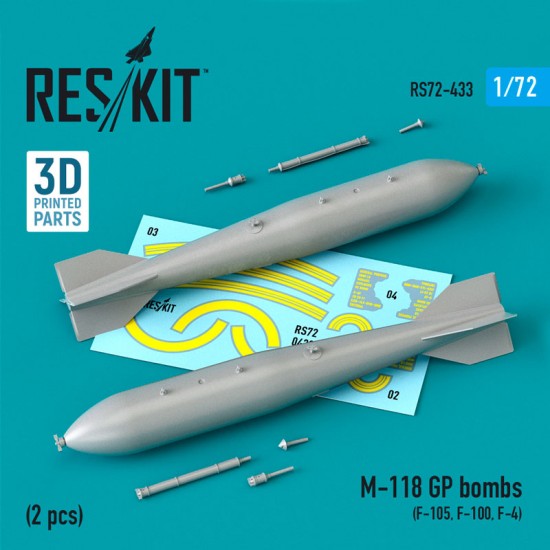 1/72 M-118 GP Bombs (2pcs) for F-105, F-100, F-4 (3D Printing)