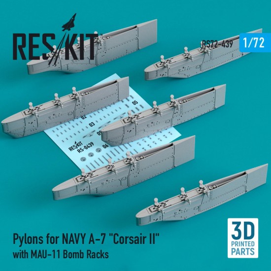 1/72 Pylons for NAVY A-7 "Corsair II" with MAU-11 Bomb Racks (3D Printing)