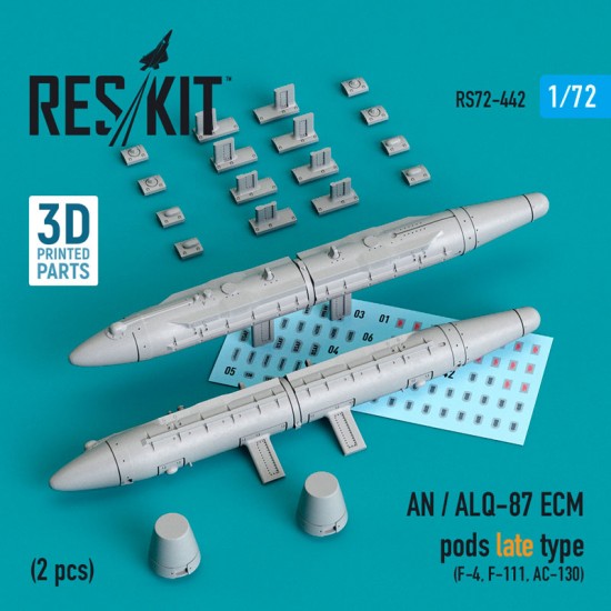 1/72 AN / ALQ-87 ECM Pods Late Type (2pcs) for F-4, F-111, AC-130 (3D printing)
