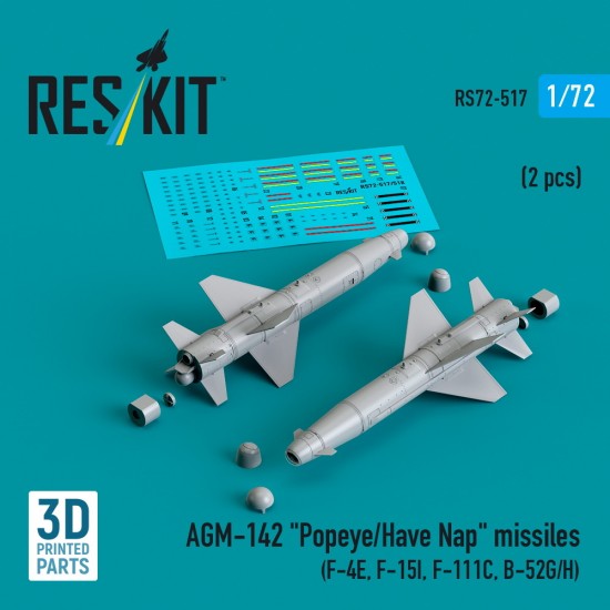 1/72 AGM-142 (A/B/C/D) Popeye/Have Nap Missiles for F-4E/F-15I/F-111C/B-52G/H