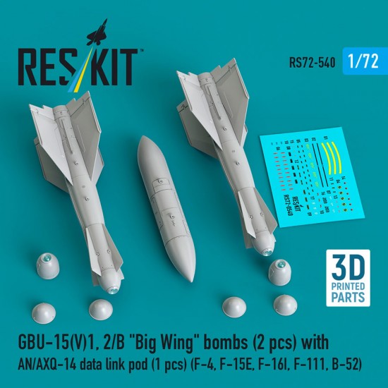 1/72 GBU-15(V)1/2/B Big Wing Bombs (2pcs) with AN/AXQ-14 Data Link Pod