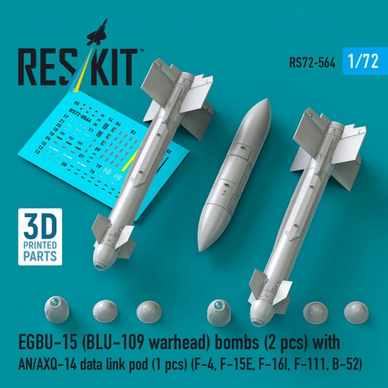 1/72 EGBU-15 BLU-109 Warhead Bombs (2pcs) with AN/AXQ-14 Data Link Pod