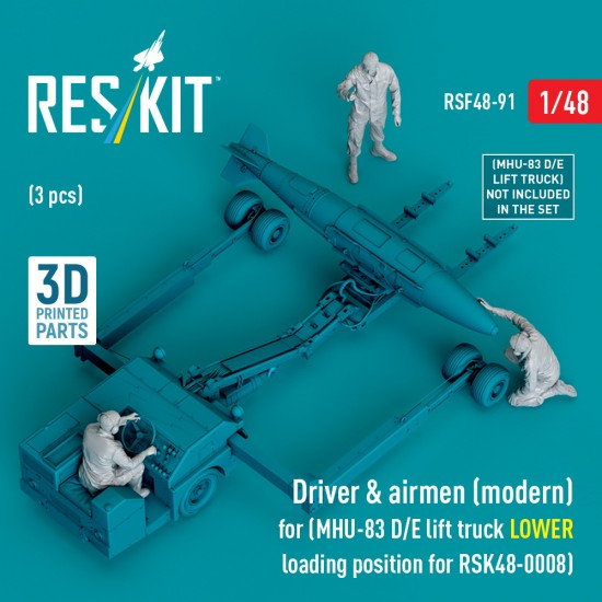 1/48 Modern Driver n Airmen(3pcs) for MHU-83 D/E Lift Truck LOWER Loading for RSK48-0008