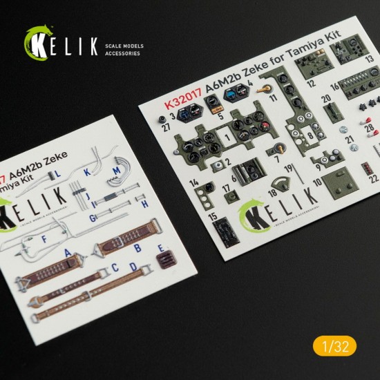 1/32 A6M2B Zeke Interior 3D Decal for Tamiya kit