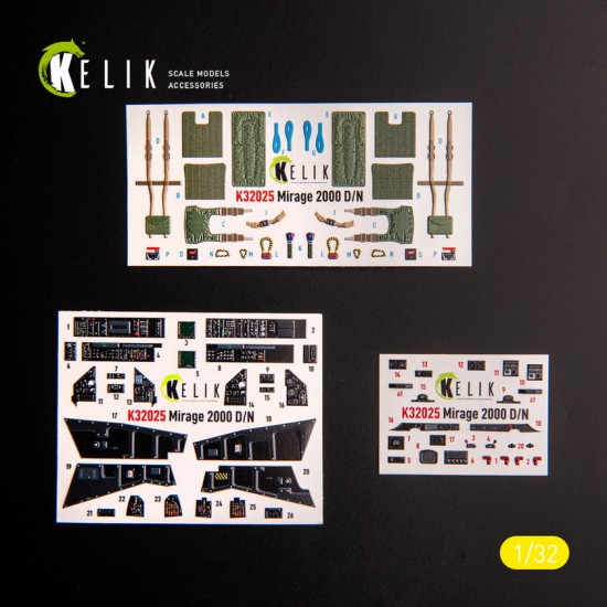 1/32 Mirage 2000D/N Interior parts (3D decals) for Kitty Hawk/Zimi models kit 