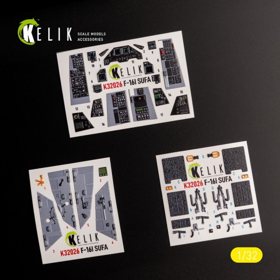 1/32 F-16I Sufa Interior parts (3D decals) for Academy kit 