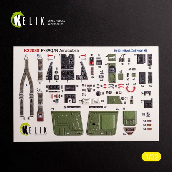 1/32 P-39Q/N Interior 3D Decals for Kitty Hawk/Zimi kits