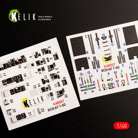 1/48 T-50 ROKAF Interior Details on 3D Decals for Academy kit