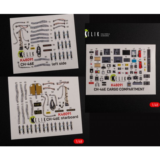 1/48 CH-46E Sea Knight Cargo Compartment Interior 3D Decals for Academy Kit 