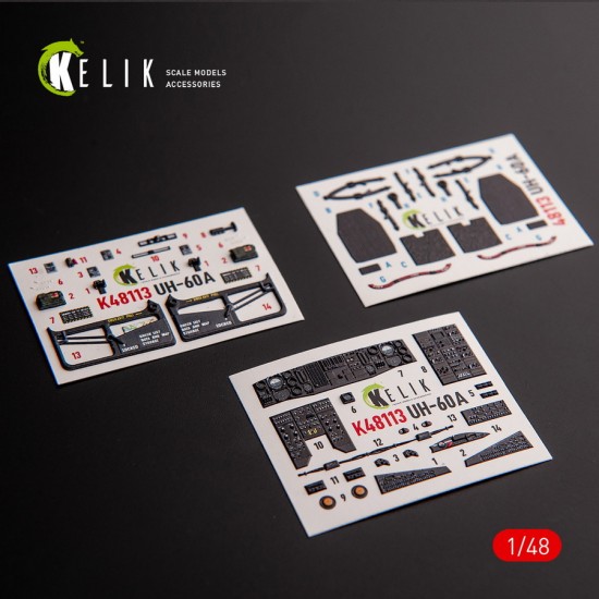 1/48 UH-60A Black Hawk Type 1 Interior parts (3D decals) for ICM kit 