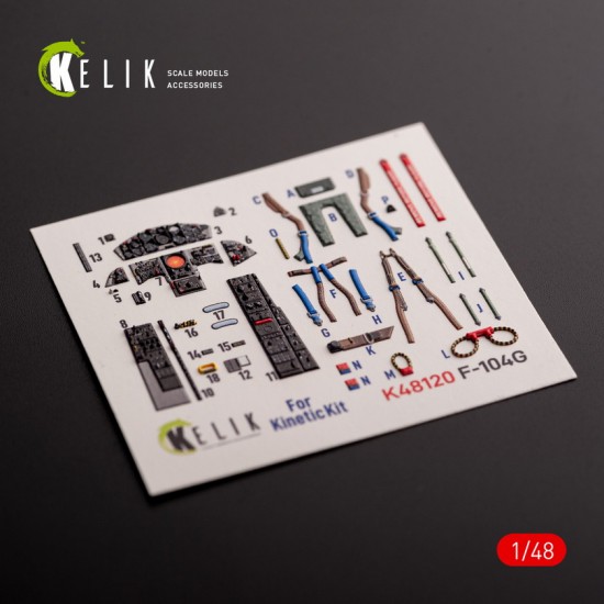 1/48 F-104G Interior 3D Decals for Kinetic kit