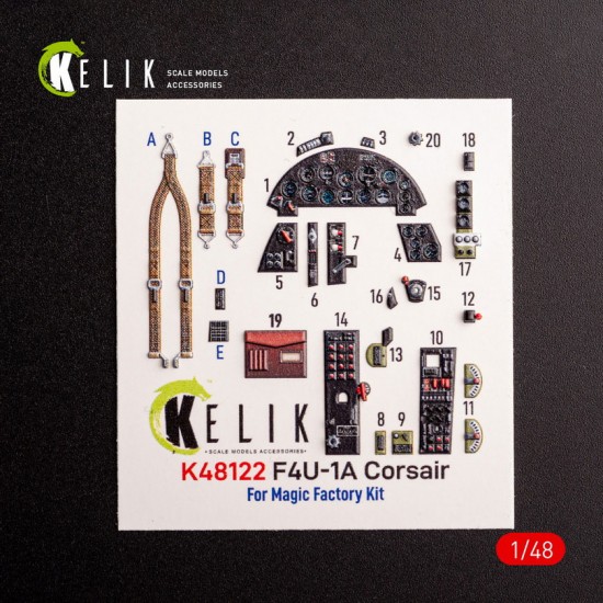 1/48 F4U-1A Corsair Interior 3D Decals for Magic Factory kit