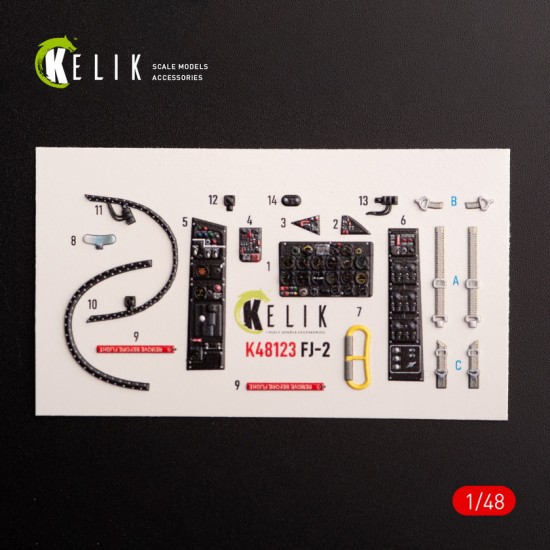1/48 FJ-2 Interior 3D Decals for Italeri kit