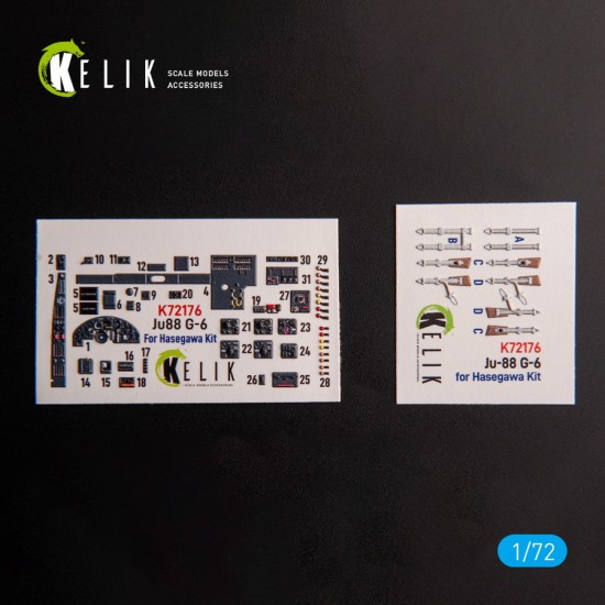 1/72 Ju88 G-6 Interior parts (3D decals) for Hasegawa kit 
